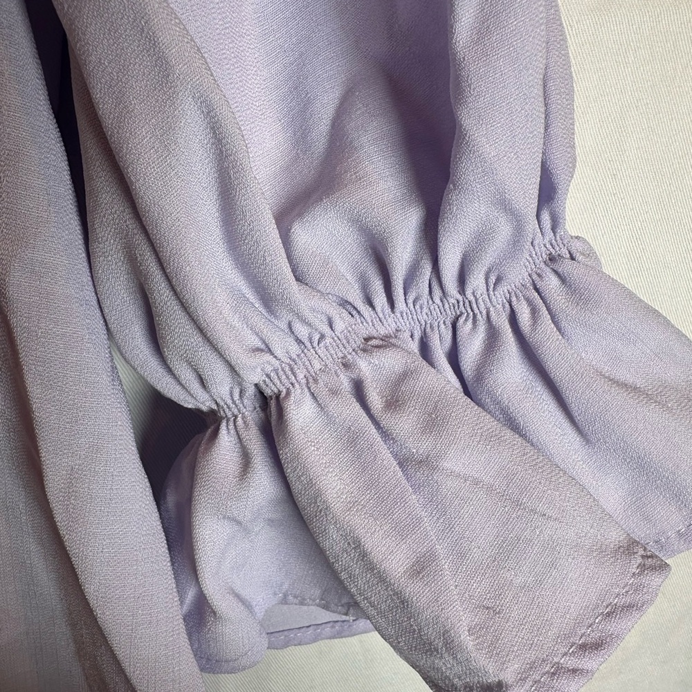 Embroidered Ruffle-collar Lilac Blouse - Picture 5 of 7